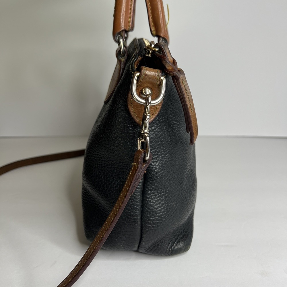 Dooney & Bourke Dillen Crossbody Satchel Hand Bag Pebbled Black Brown Leather - Picture 6 of 16